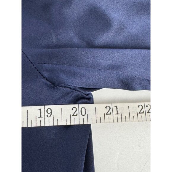 Chico's 100% Silk Navy Blue Satin Jacket Snaps Roll Tab Sleeve Chico's 1(US M/8) - Picture 11 of 11